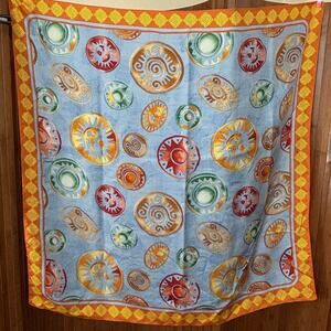 Pineda Covalin Vintage Silk Scarf Sun Celestial Print 34 x 34 mint